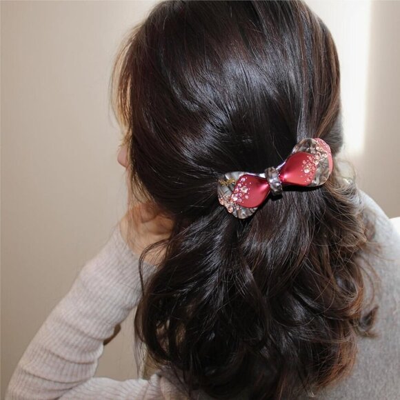 Rhinestone Hair Clip Acetate Silver Elegant Wedding Party Everyday Accessory